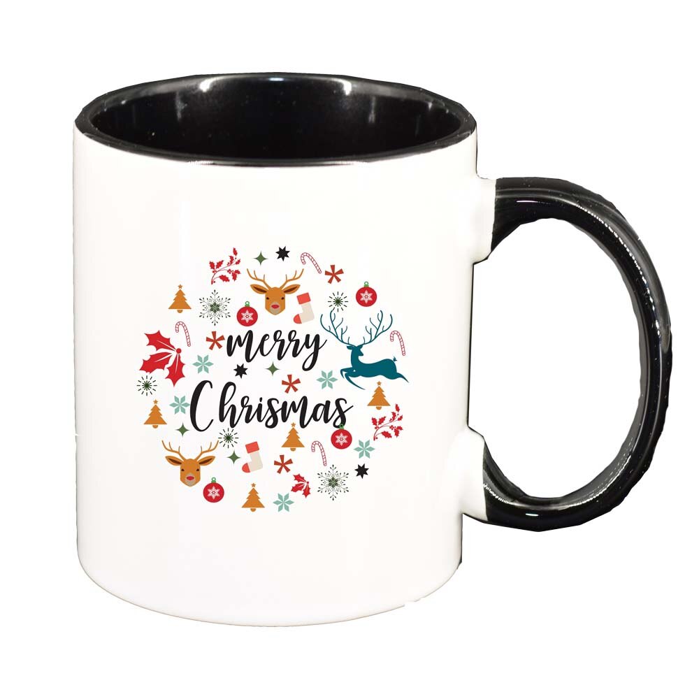 Cana Craciun Fericit / Merry Christmas, interior negru, 330ml, D1527