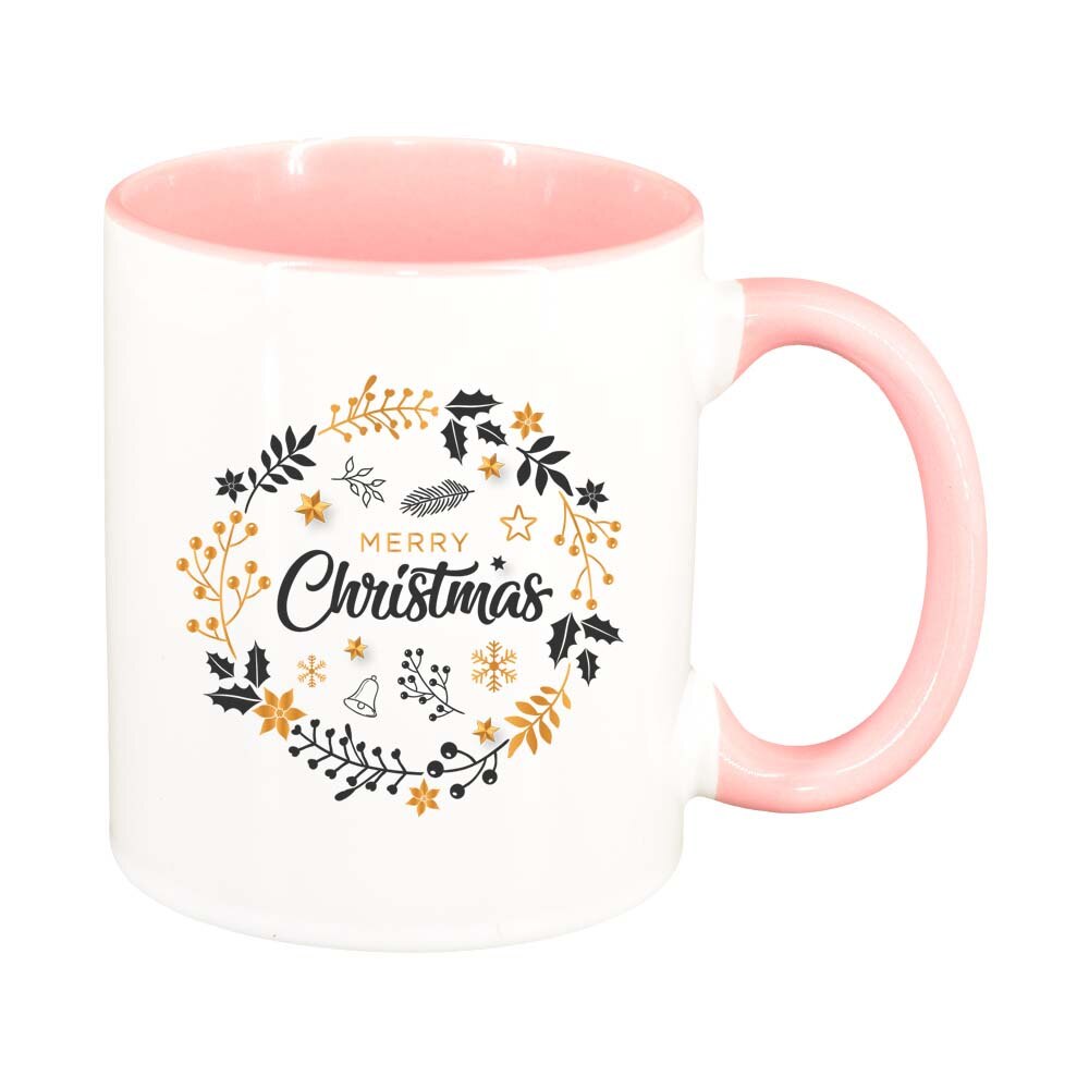 Cana Craciun Fericit / Merry Christmas, interior roz, 330ml, D1526