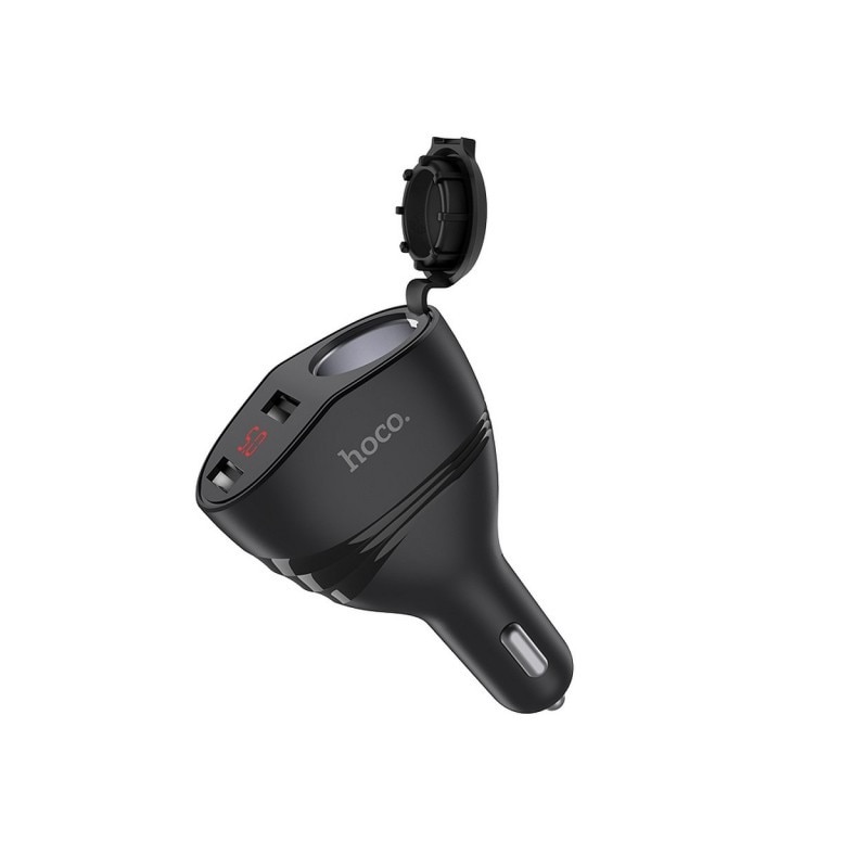 Incarcator Auto Hoco Thunder 2 X Usb 3.1a Cu Afisaj Lcd + Incarcare Bricheta Negru - Z34