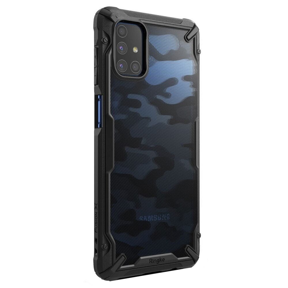 Husa Plastic - TPU Ringke Fusion X pentru Samsung Galaxy M31s, Camo, Neagra XDSG0042