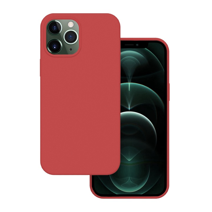 iPhone 12/12 Pro kompatibilis tok, SILKASE, piros színű, szilikon