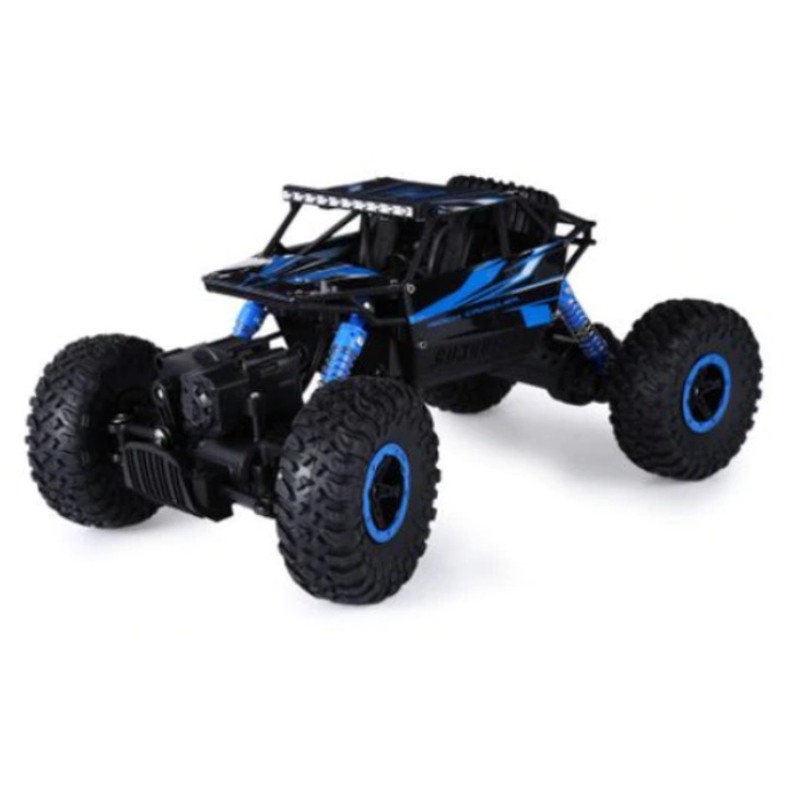 Masina de teren cu telecomanda, model Rock Crawler Monster Truck, albastru