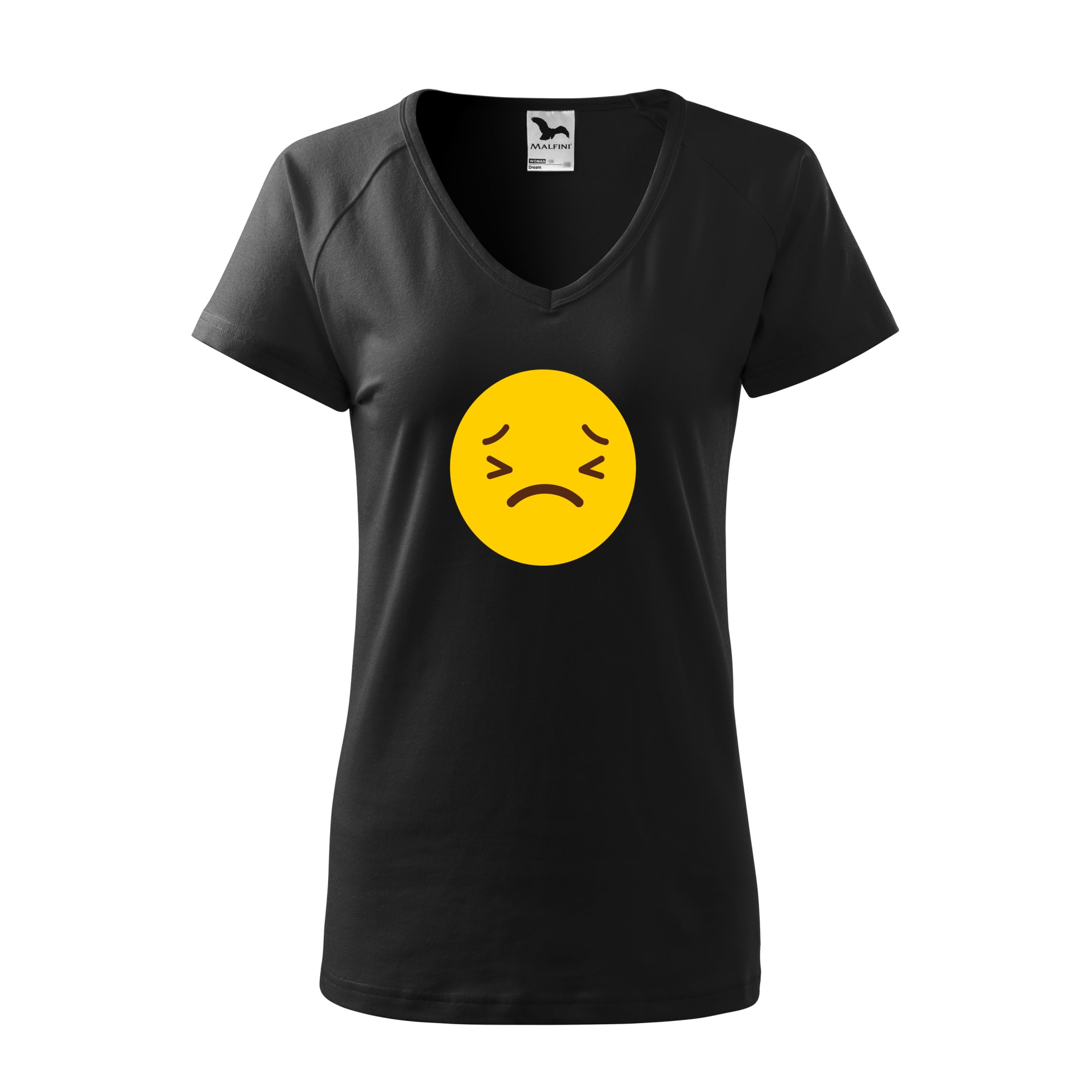 Tricou dama, Malfini, Emoji Depressed Face, Negru, S