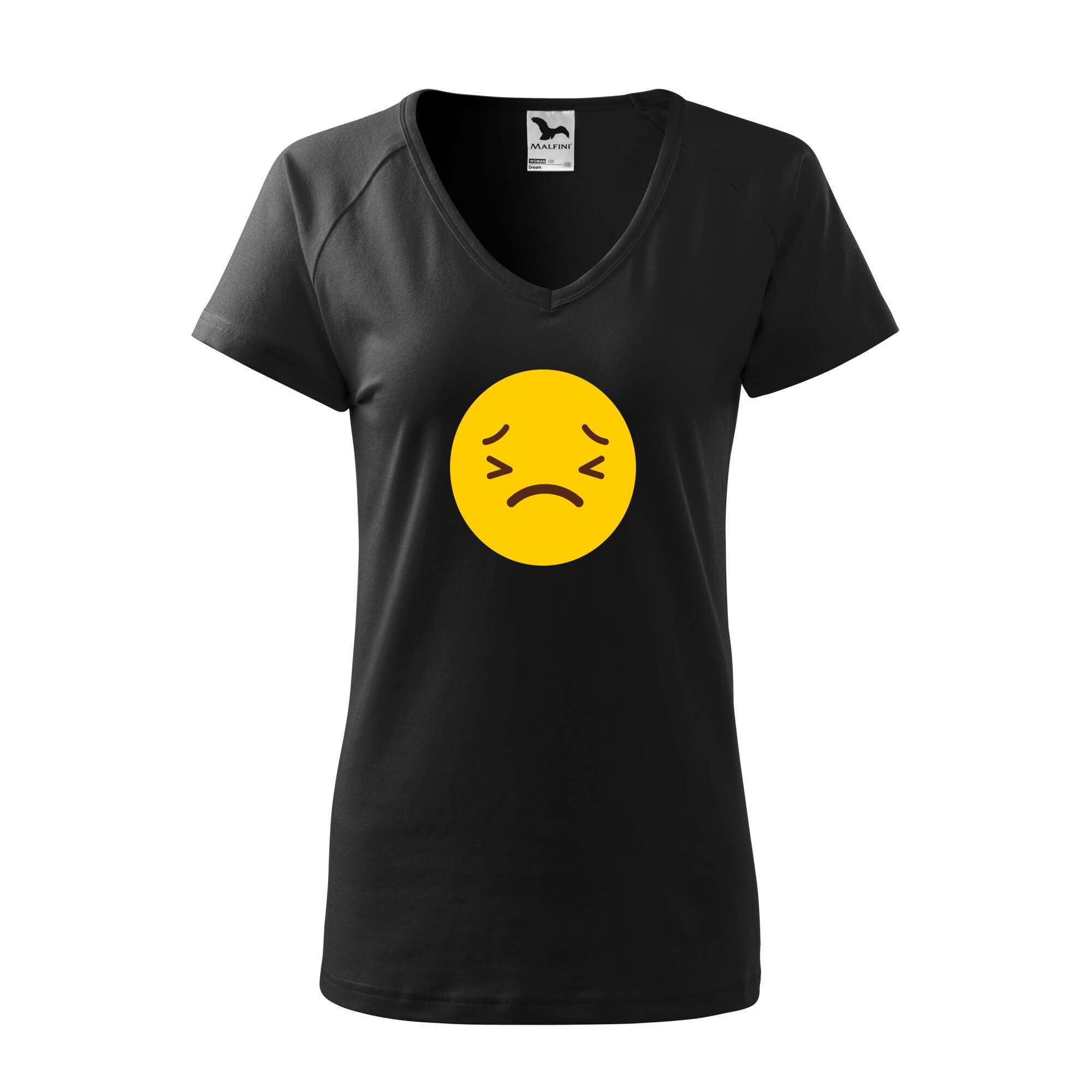 Tricou dama, Malfini, Emoji Depressed Face, Negru, L