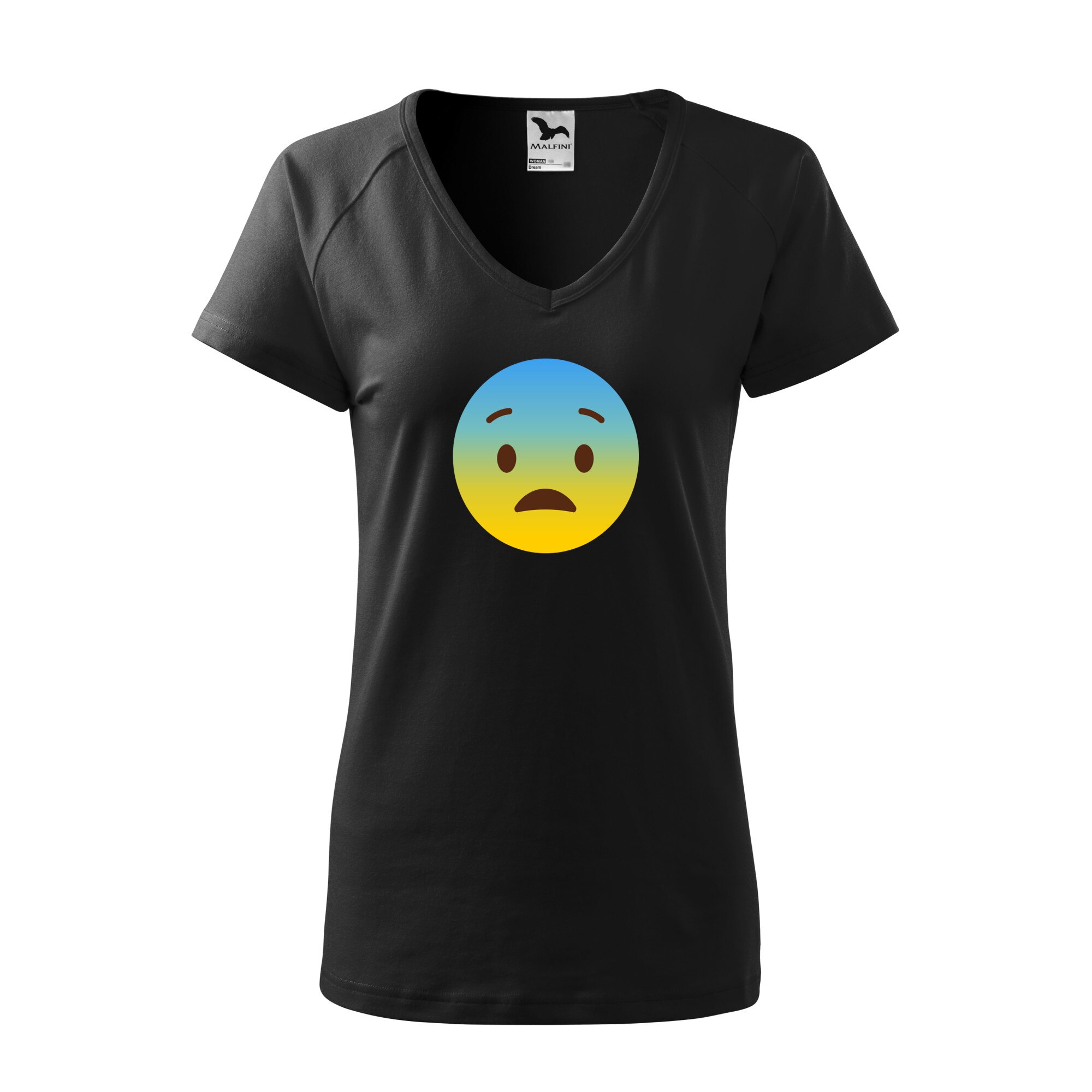 Tricou dama, Malfini, Emoji Scared Face, Negru, L