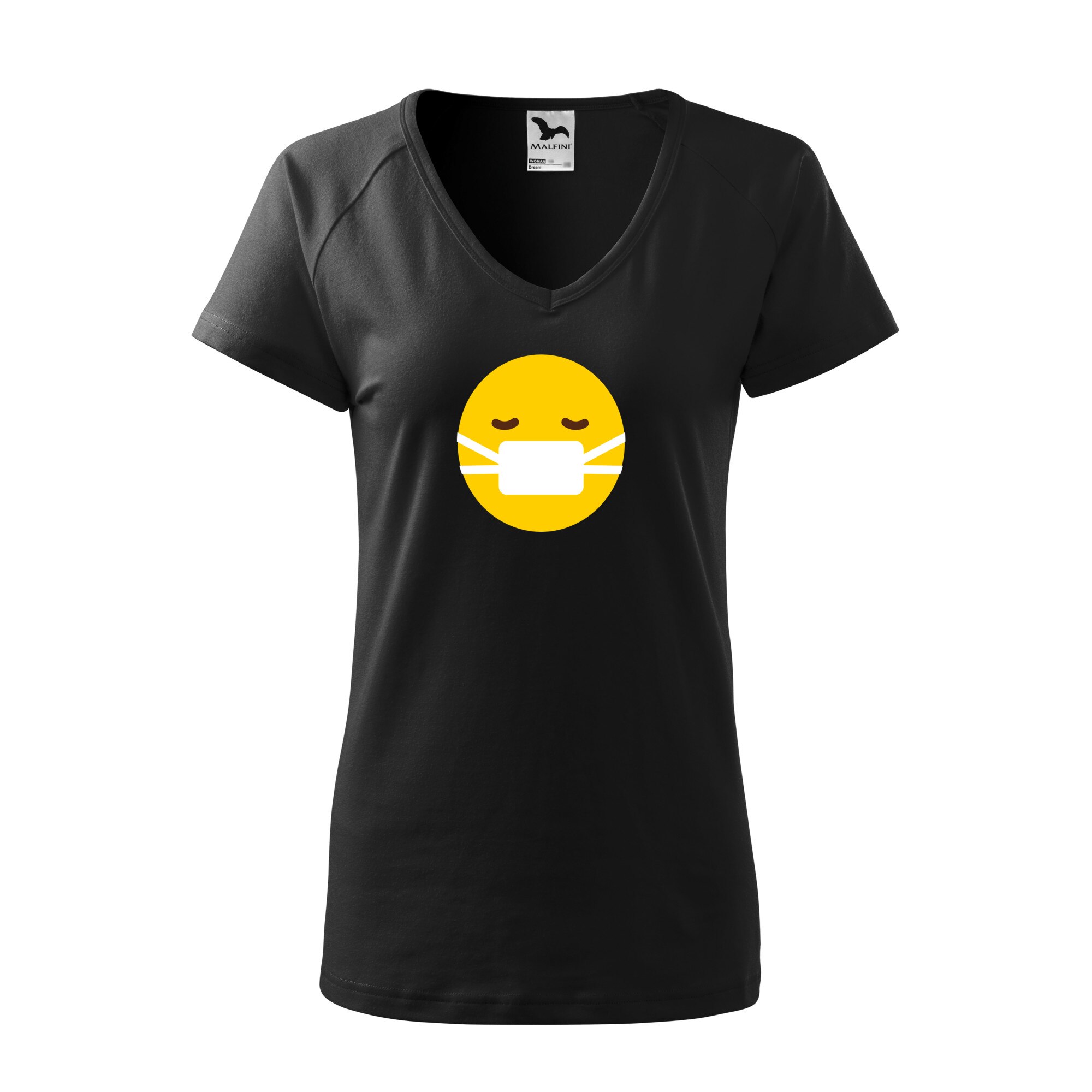 Tricou dama, Malfini, Emoji Mask on Face, Negru, S