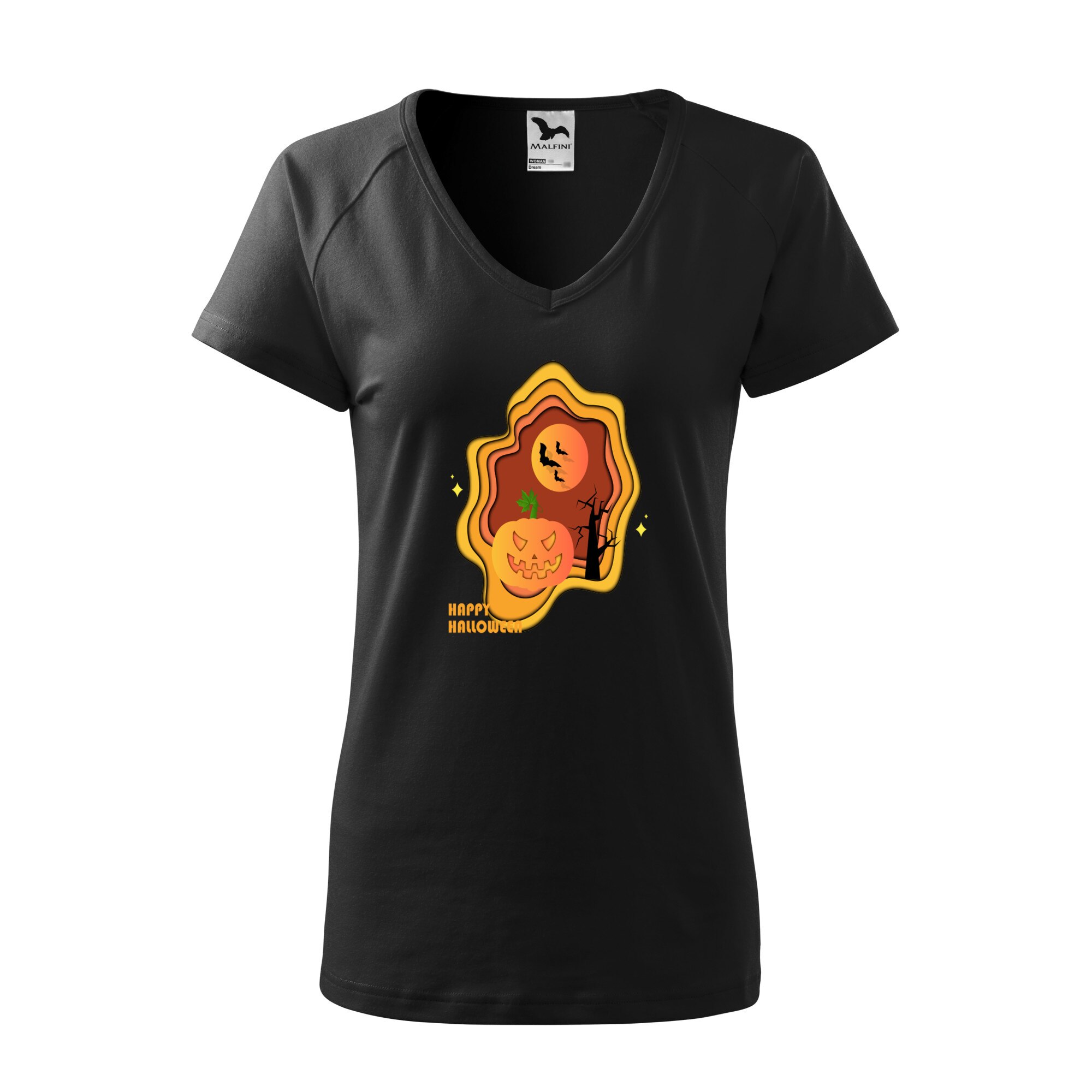 Tricou dama, Malfini, Happy Halloween, Negru, L