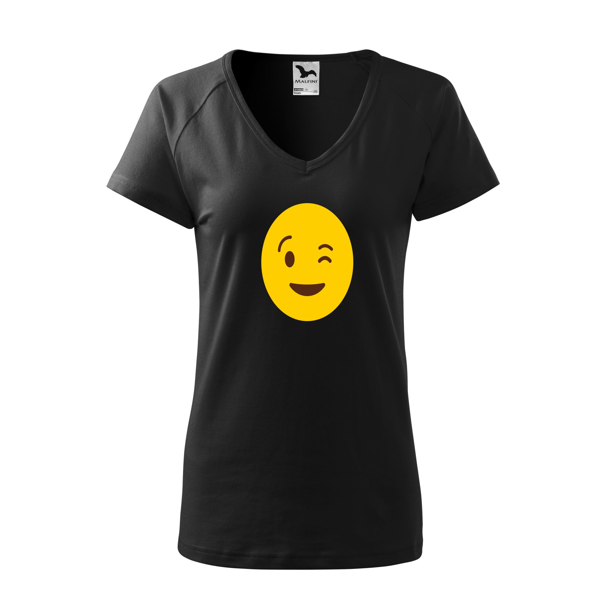 Tricou dama, Malfini, Emoji Ok Pal Face, Negru, L