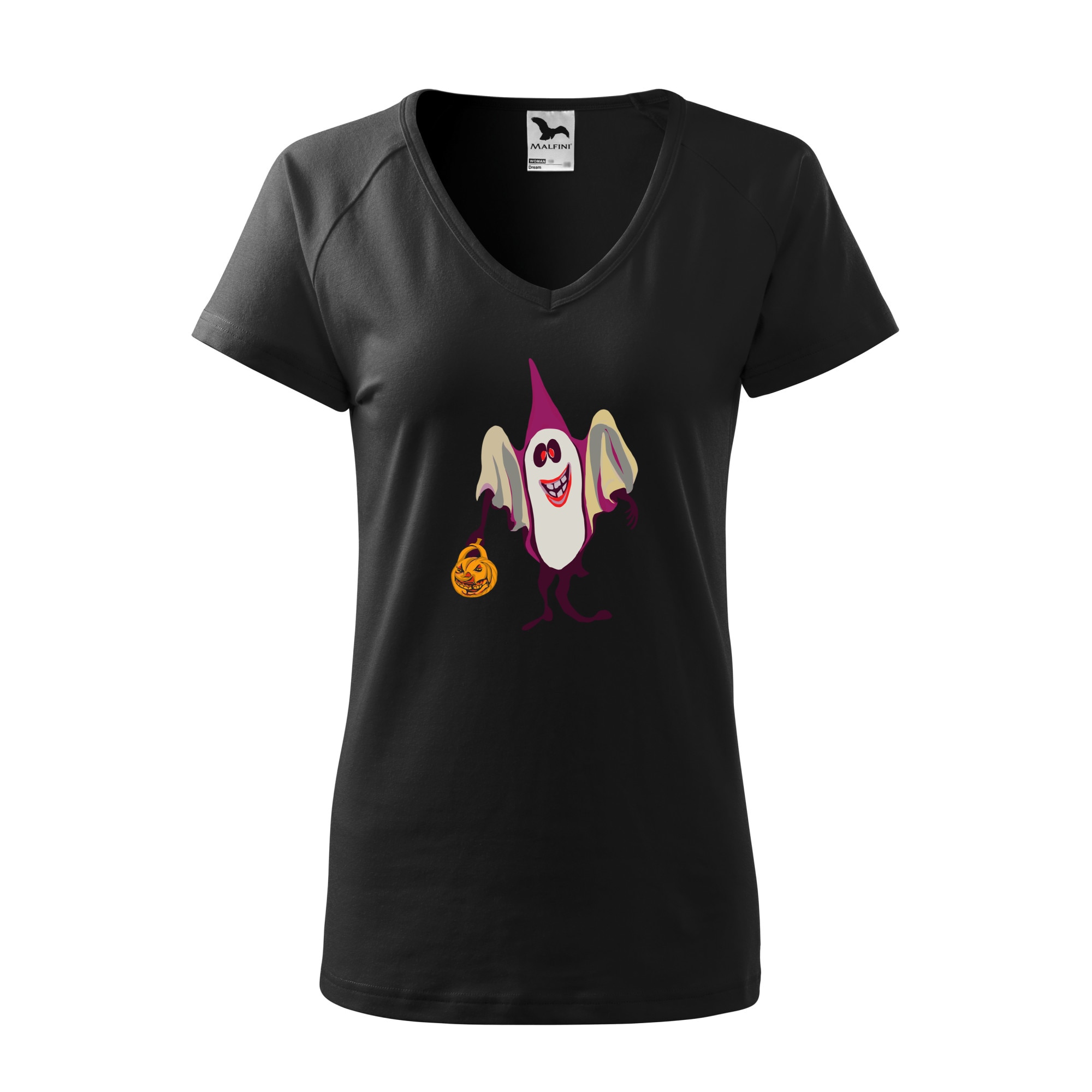 Tricou dama, Malfini, Ghost halloween, Negru, M