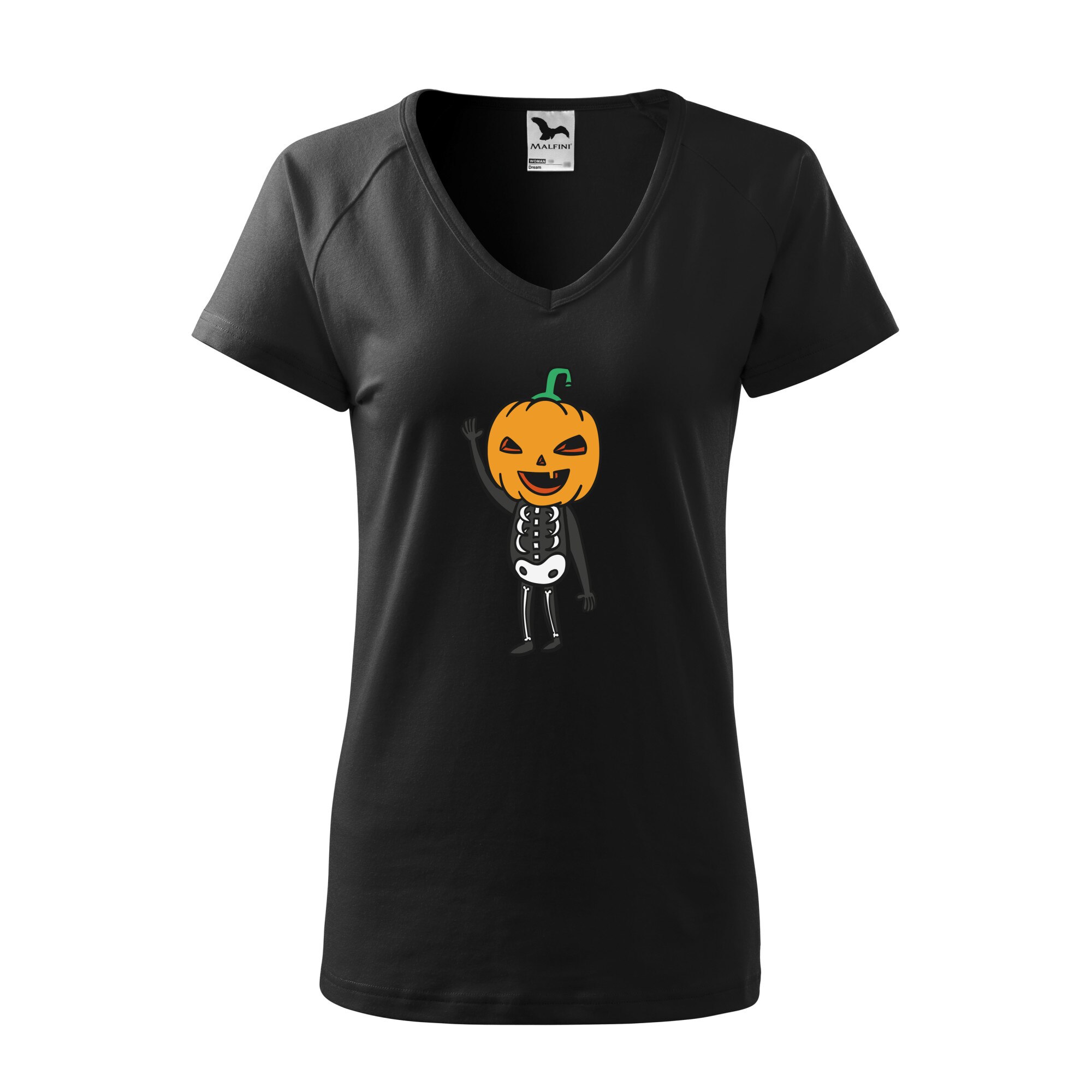 Tricou dama, Malfini, Skeleton halloween, Negru, M