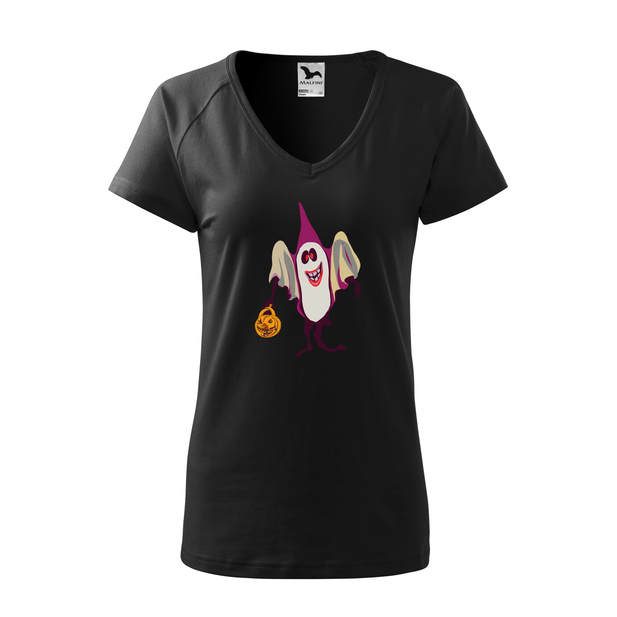 Tricou dama, Malfini, Ghost halloween, Negru, L