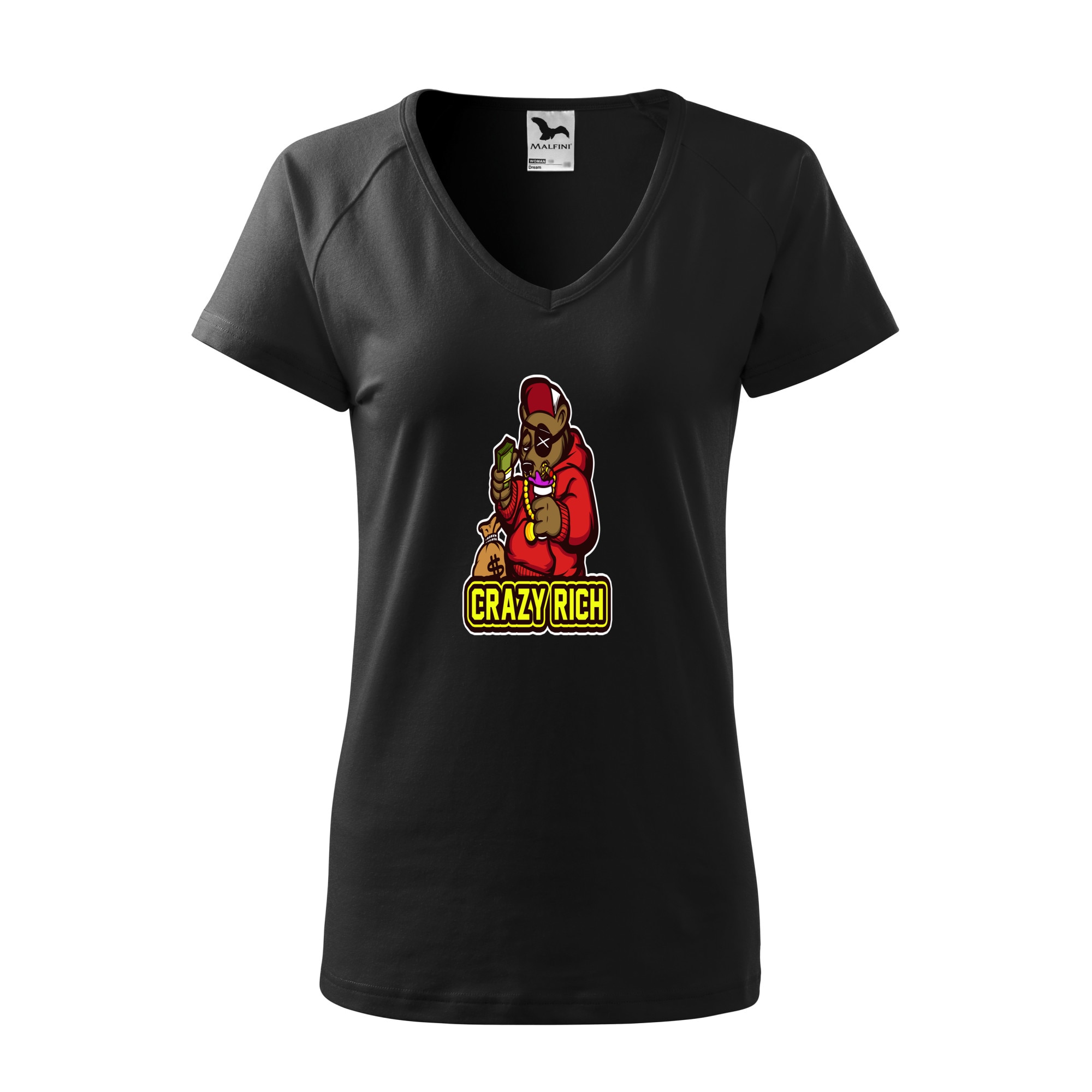 Tricou dama, Malfini, Crazy Rich, Negru, S