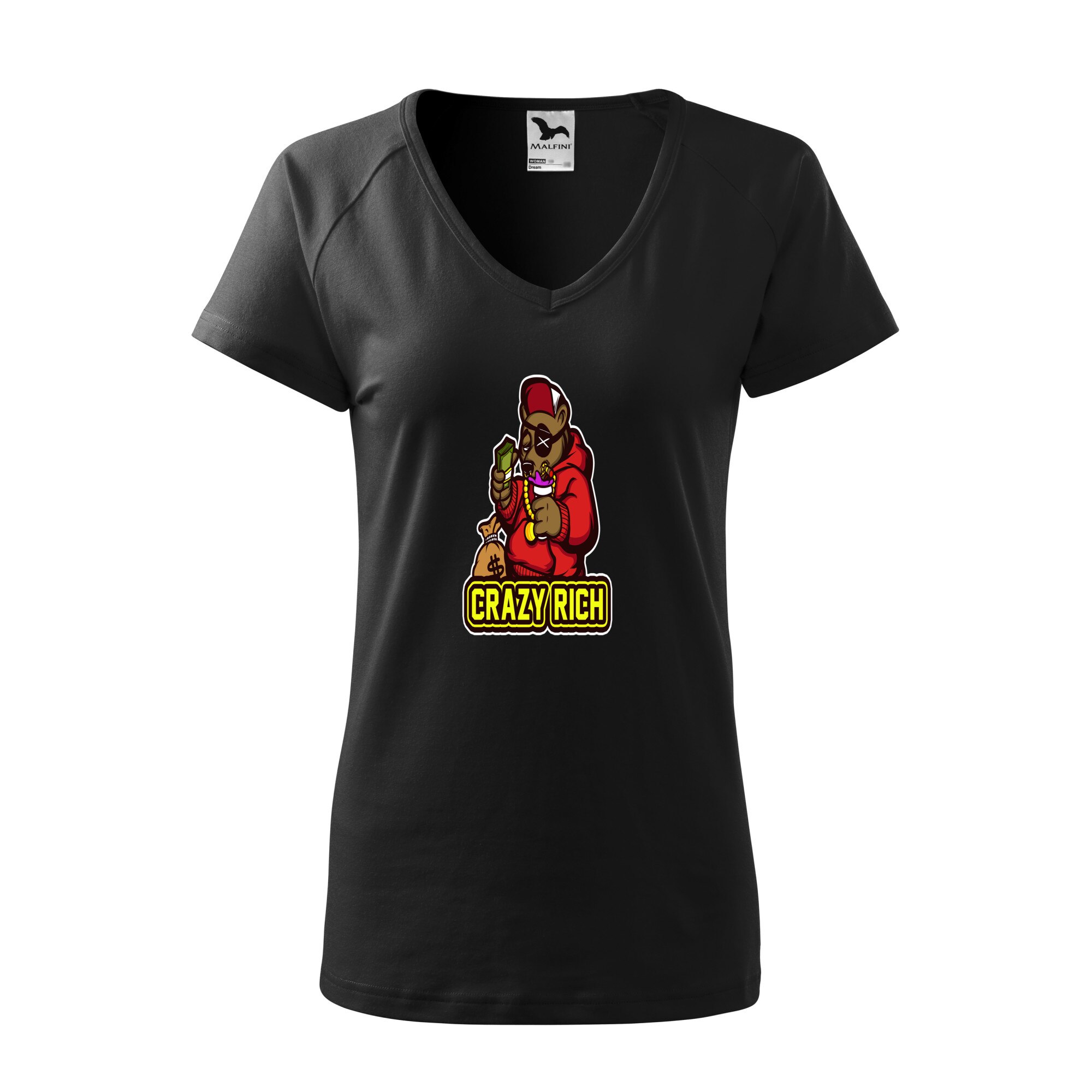 Tricou dama, Malfini, Crazy Rich, Negru, L