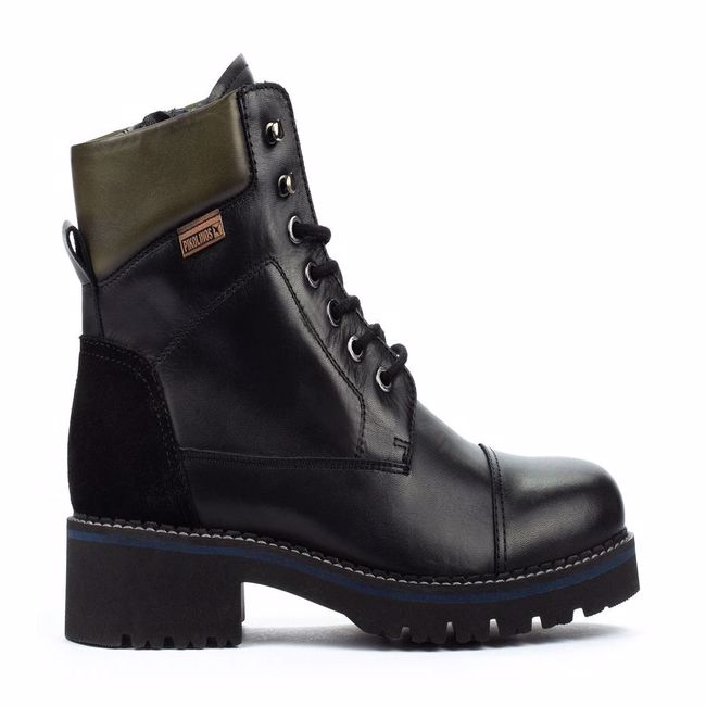Ghete barbati, Pikolinos, stil bocanc, piele naturala, negru, Negru/Kaki