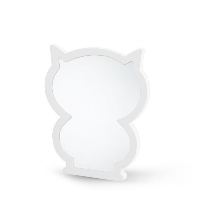 Oglinda magica LED, model bufnita, Dimensiuni 15 x 12,5 x 1 cm, Culoare Alb