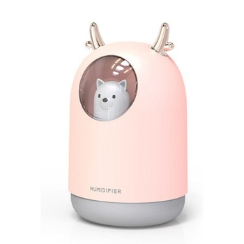 Umidificator aer, ultrasonic, pentru birou si camera, Minibear, cu 7 culori Led, capacitate 300 ml - Roz Umidificator aer, ultrasonic, pentru birou si camera, Minibear, cu 7 culori Led, capacitate 300 ml - Roz