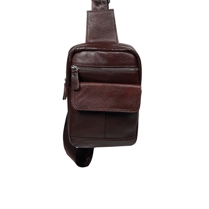 L-line fashion férfi táska, természetes bőr, mérete 24x16x7 cm, csokoládébarna