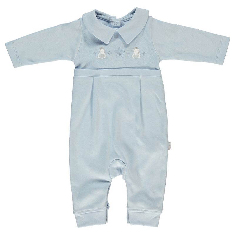 Salopeta bumbac Bebetto - King Bears, 3-6 luni, 68 cm, bleu