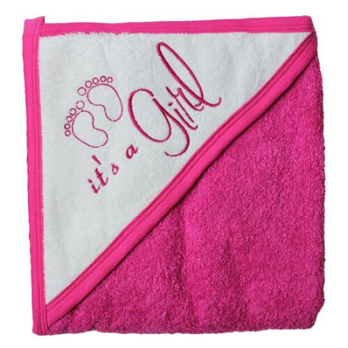 Prosop bumbac, roz inchis, it's a Girl, 80x100cm