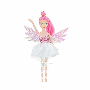 Papusa Zana alba cu aripi sclipitoare, 22 cm, Toi-Toys Papusa Zana alba cu aripi sclipitoare, 22 cm, Toi-Toys