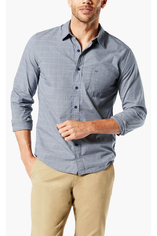 Camasa pentru barbati, Dockers Laundered Poplin Shirt, Albastru, XL