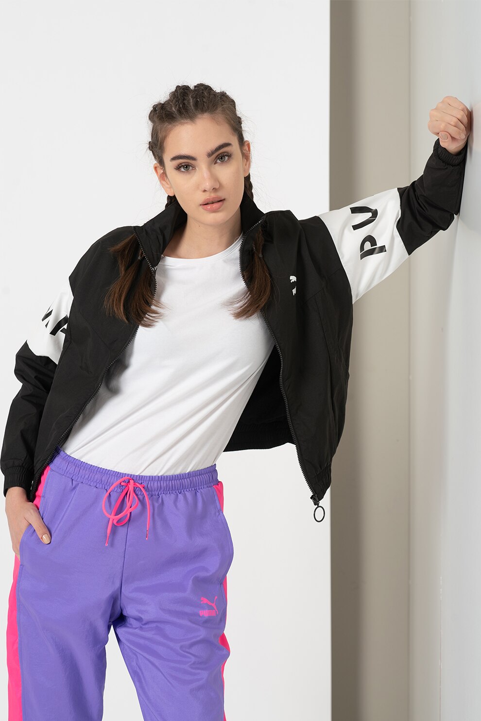 Puma, Jacheta usoara cu detalii logo XTG, Negru/Alb, M