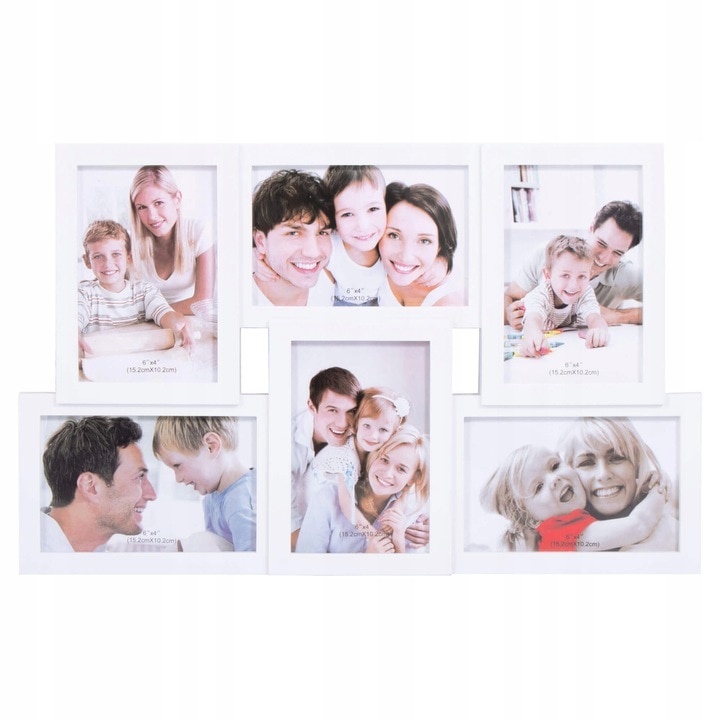 Rama foto SPRINGOS, colaj pentru 6 fotografii, 44 x 28cm, alb