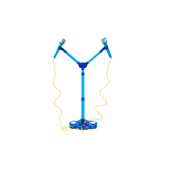 Microfon de jucarie Little Star , pentru copii , 2 microfoane , conectare la telefon , sunete si lumini , albastru Microfon de jucarie Little Star , pentru copii , 2 microfoane , conectare la telefon , sunete si lumini , albastru
