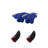 set 2 x triggere king g3 albastre cu 2 x manusi profesionale negre fox textura fibra carbon pubg battlegrounds fortnite call of duty imagen 45_0_
0