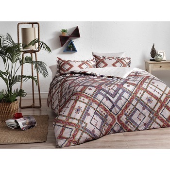 Lenjerie de pat pentru 2 persoane, din bumbac satinat, Tac, Palvin,6 piese Lenjerie de pat pentru 2 persoane, din bumbac satinat, Tac, Palvin,6 piese