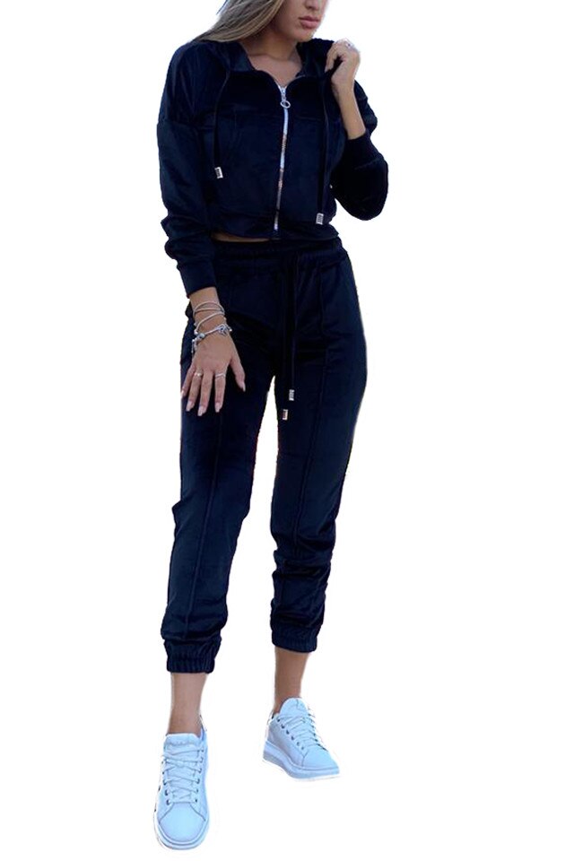 Trening de catifea Rosa, Negru, S-M