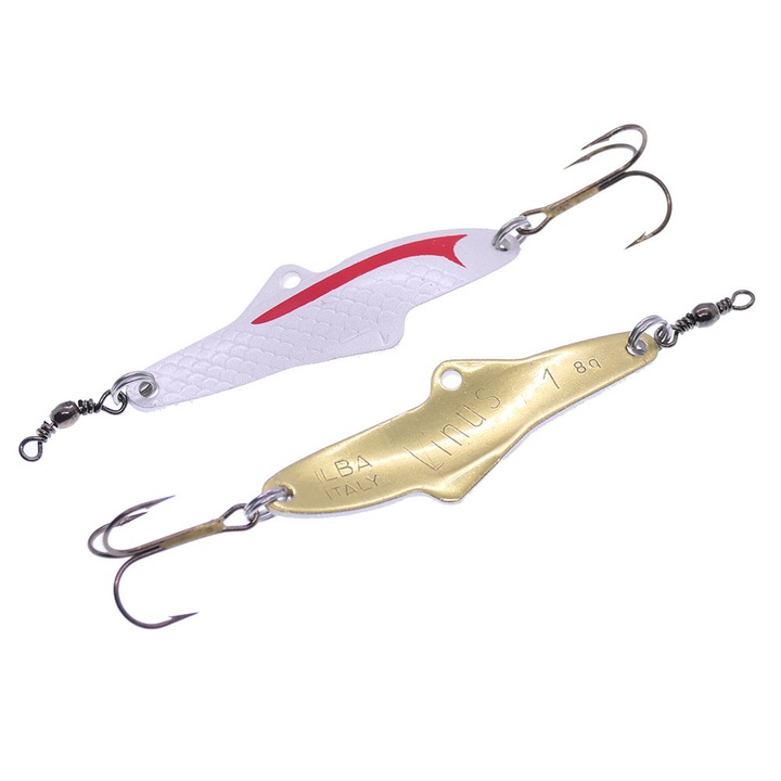 Lingura oscilanta Ilba Linus marimea 1, 5.5cm, 8gr, culoare Pearl/Red