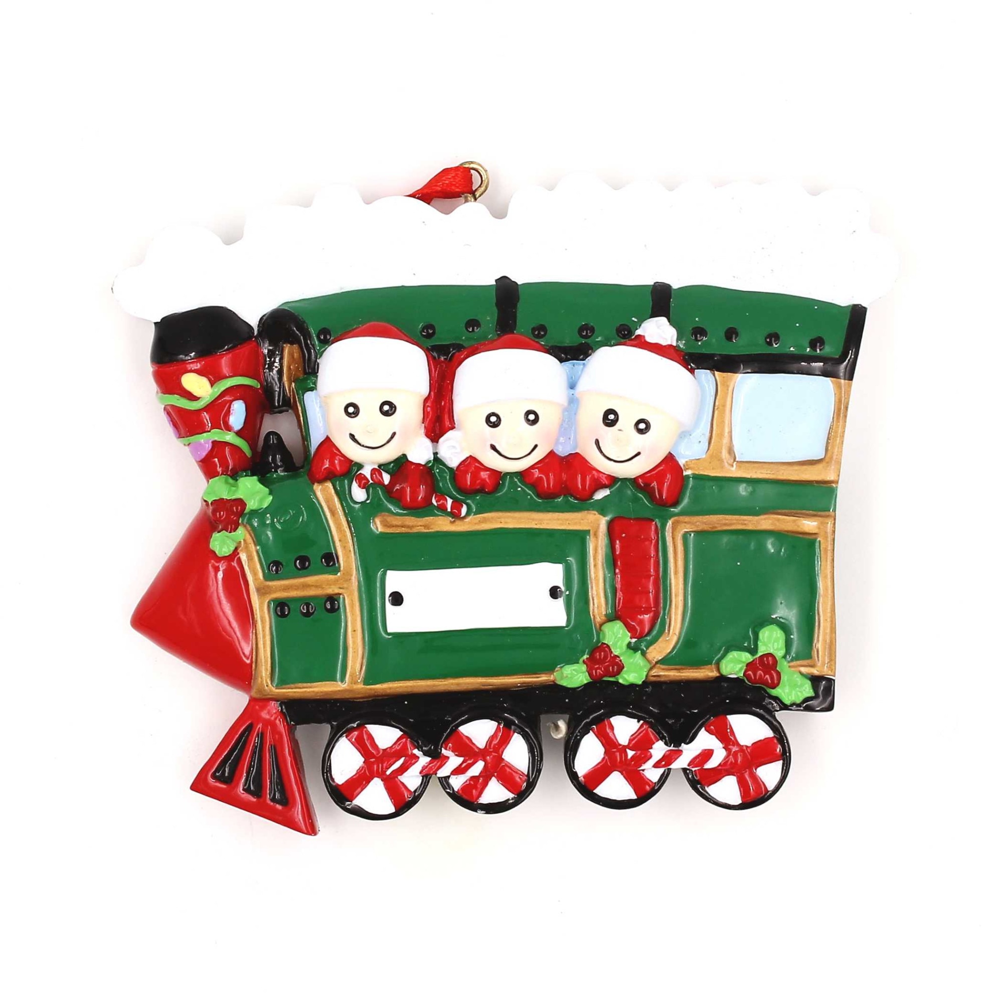 Decoratiune de Craciun cu magnet, Gift Design, trenulet cu spiridusi, multicolor, 9x9 cm