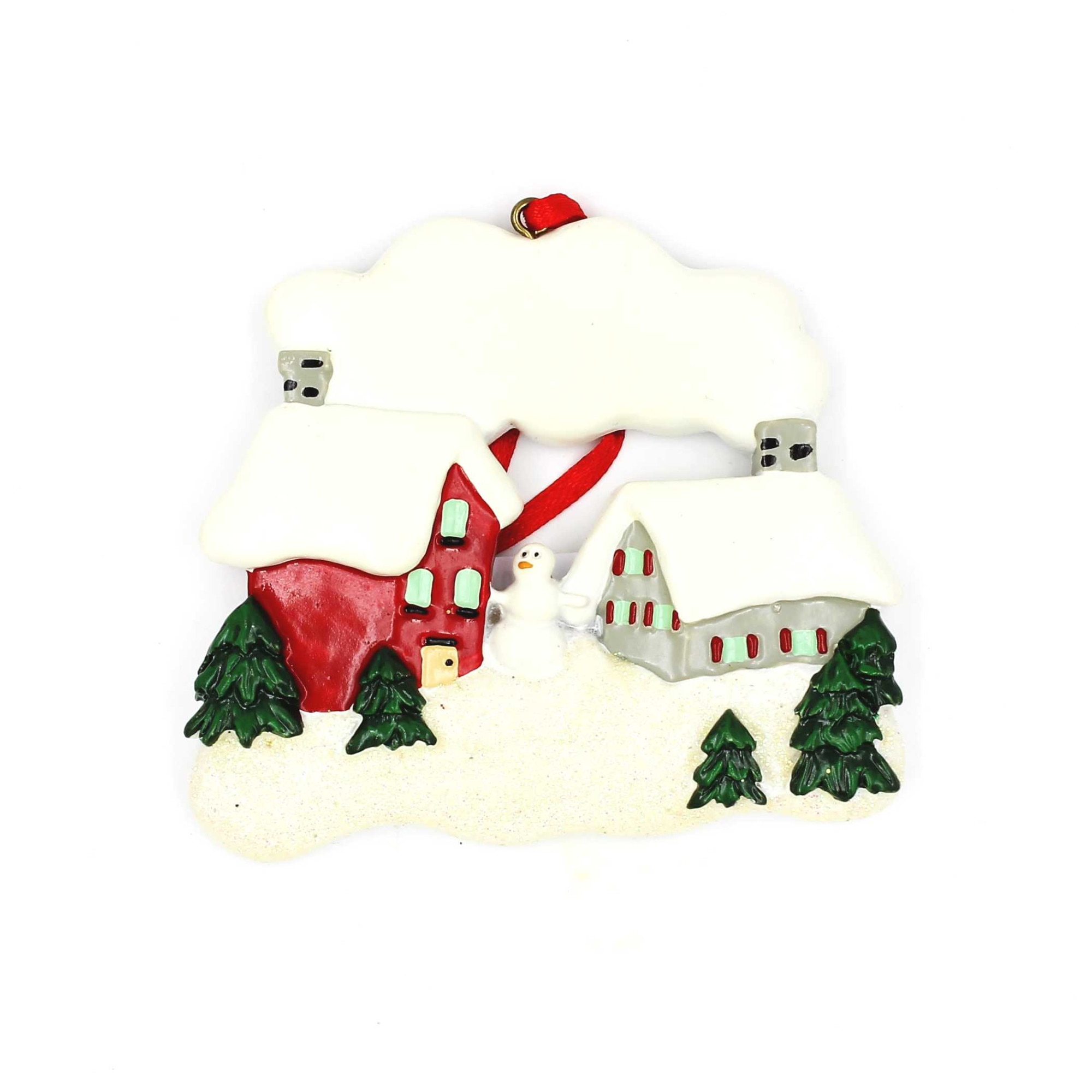 Decoratiune de Craciun cu magnet, Gift Design, casute inzapezite, multicolor, 9x9 cm