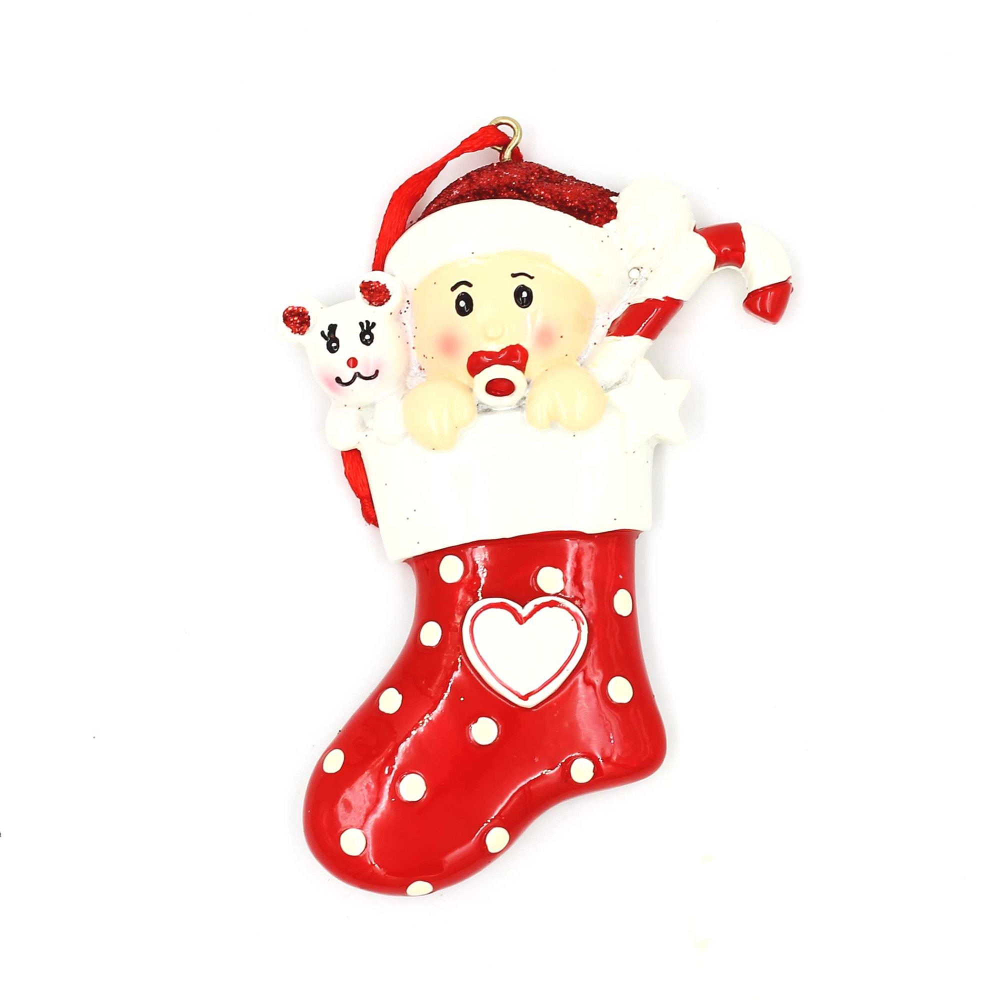 Decoratiune de Craciun cu magnet, Gift Design, ciorap cu copilas si animalut, multicolor, 9x9 cm