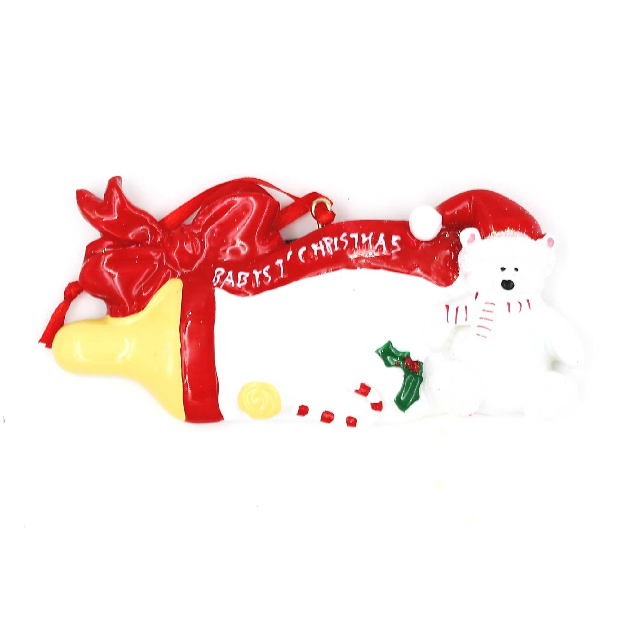 Decoratiune de Craciun cu magnet, Gift Design, Baby's 1' Christmas, multicolor, 9x9 cm