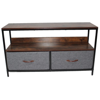 Comoda cu 2 sertare material textil, cadru metalic, blat MDF, 98 x 29 x 56 cm, Grunberg TB82 Gri Comoda cu 2 sertare material textil, cadru metalic, blat MDF, 98 x 29 x 56 cm, Grunberg TB82 Gri