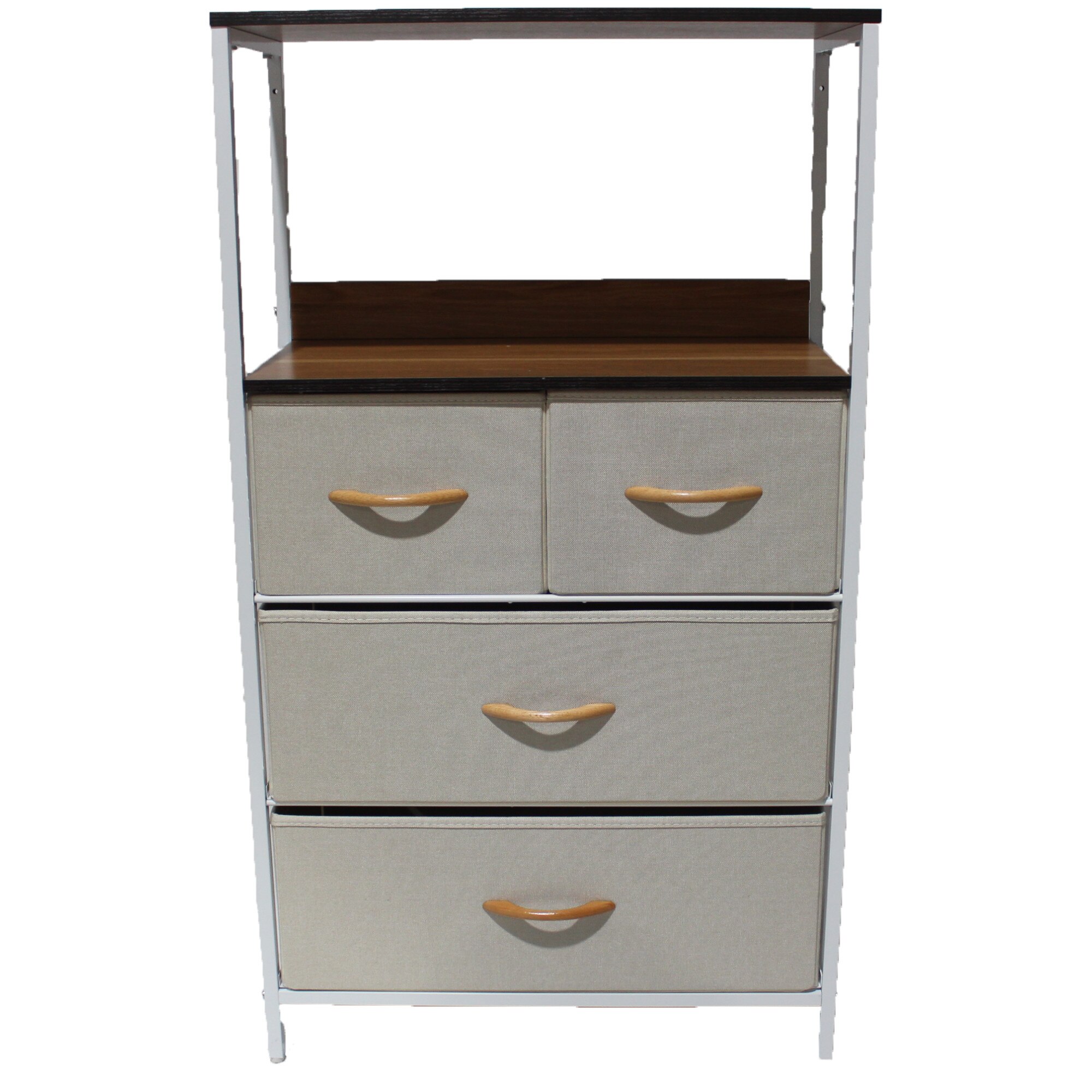 Comoda cu 4 sertare material textil, cadru metalic, blat MDF, 58 x 29 x 102.30 cm, Grunberg TB81Crem