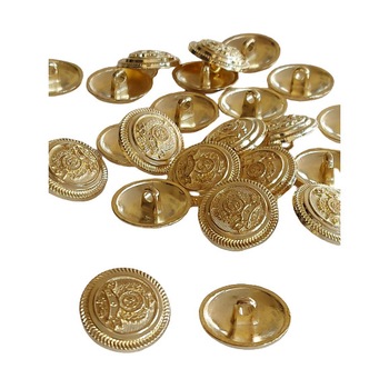 Set 10 buc Nasturi metalici cu stema aurii luciosi 18 mm diametru L28 cu piciorus, ITALIKA Set 10 buc Nasturi metalici cu stema aurii luciosi 18 mm diametru L28 cu piciorus, ITALIKA