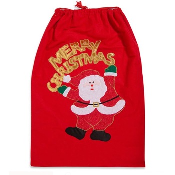 Sac cadouri Mos Craciun, rosu, pasla, 55 x 77 cm Sac cadouri Mos Craciun, rosu, pasla, 55 x 77 cm