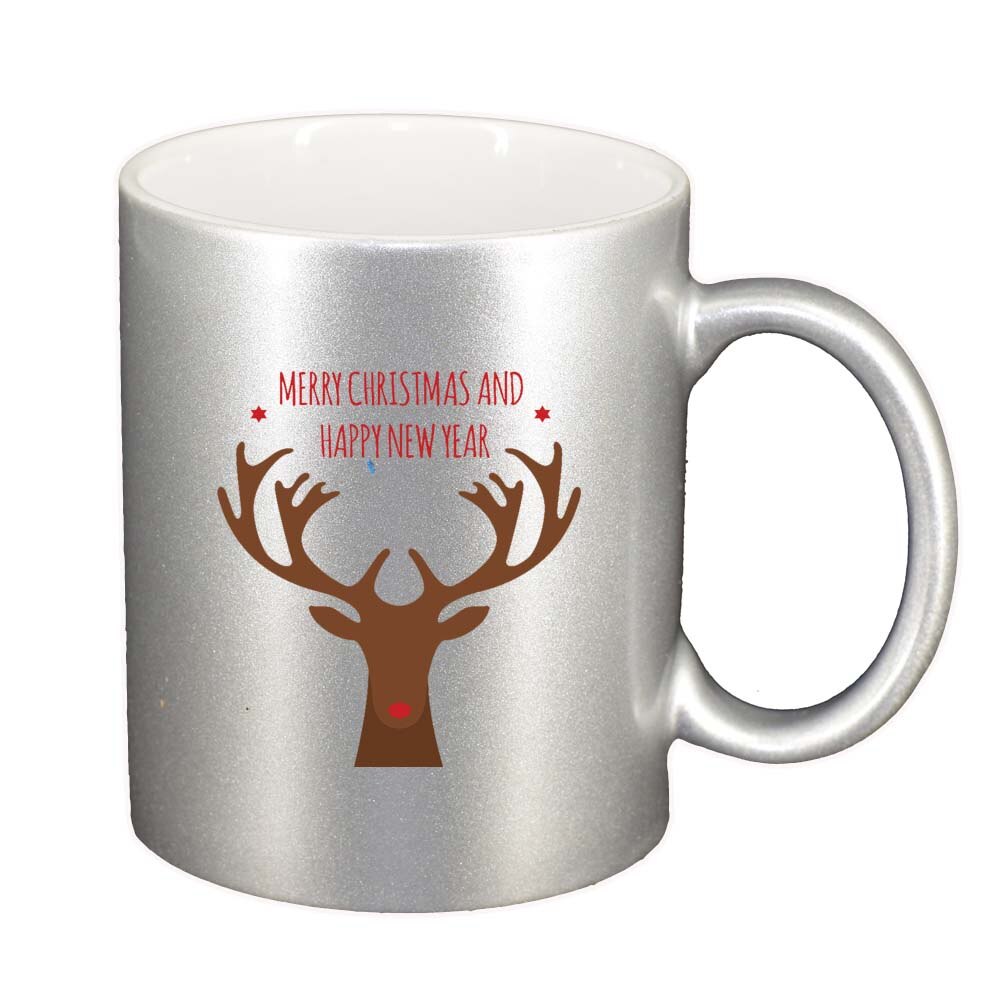 Cana Craciun Fericit / Merry Christmas, argintiu sidefata, 330ml, D1543