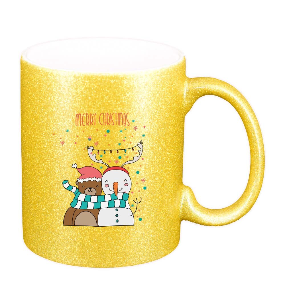 Cana Craciun Fericit / Merry Christmas, auriu sidefata glitter, 330ml, D1545