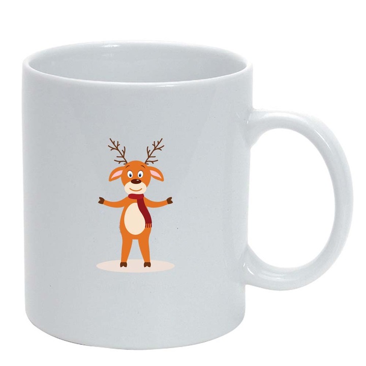 Cana Craciun Fericit / Merry Christmas, alb, 330ml, D1542