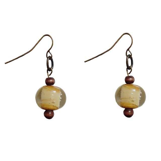 Cercei vintage dama, maro, 4 cm lungime