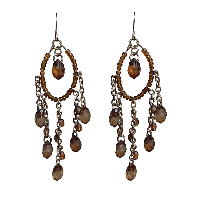Cercei drop dama, maro, 7 cm lungime