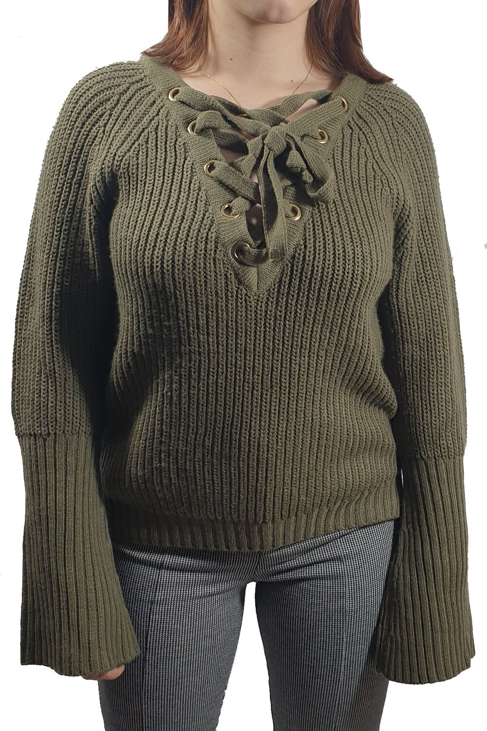 Pulover dama Tally Weijl, verde militar, XS