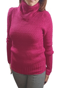 Pulover dama cu insertie de lame, Grena inchis Pulover dama cu insertie de lame, Grena inchis