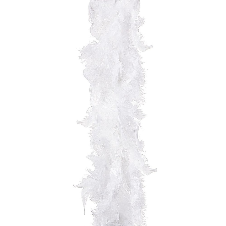 Ghirlanda artificiala SPRINGOS, beteala decorativa din pene pentru Craciun, lungime 3m, alb
