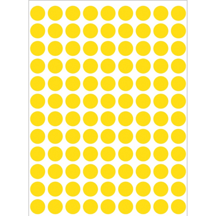 Set etichete, buline, galben, ø 8, 540 buc, H1841