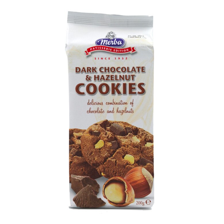 Cookies cu Ciocolata Neagra si Alune Merba 200g